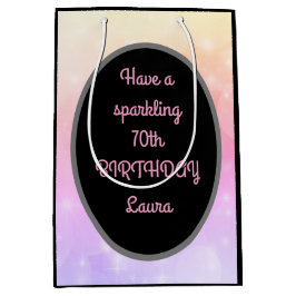 Bolsa De Regalo Mediana Lujo Gold y rosa personalizado 70 cumpleaños