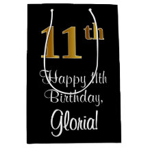 Lujoso, elegante, falso oro Aspecto 11º cumpleaños