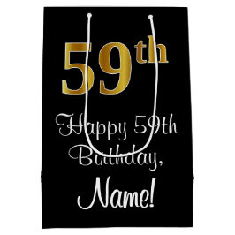 Bolsa De Regalo Mediana Lujoso, elegante, Faux Gold Look 59 cumpleaños