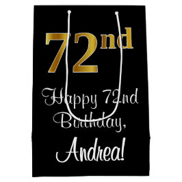 Bolsa De Regalo Mediana Lujoso, elegante, Faux Gold Look 72 cumpleaños