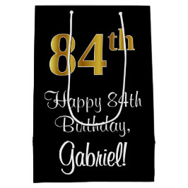 Bolsa De Regalo Mediana Lujoso, elegante, Faux Gold Look 84th Birthday