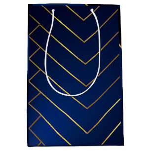 Bolsa De Regalo Mediana Lujoso Sleek y sofisticado Navy Blue & Gold