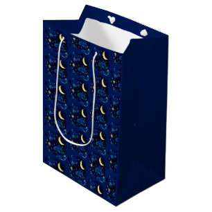 Bolsa De Regalo Mediana Luna Creciente Estrellas Celeste Azul Halloween