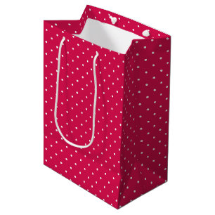 Bolsa De Regalo Mediana Lunares Blancos Micro - Rojo Frambuesa