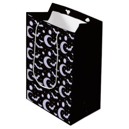 Bolsa De Regalo Mediana Lunas Crecientes, Arañas y Murciélagos Negro Hallo