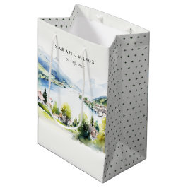 Bolsa De Regalo Mediana Lungern Switzerland Watercolor Landscape Wedding