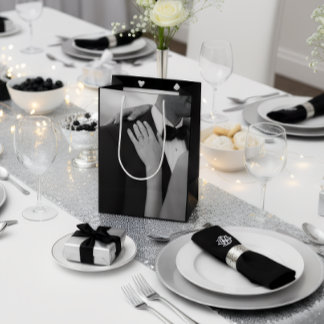 Bolsa De Regalo Mediana Luxury Black & White Wedding Gift Bag