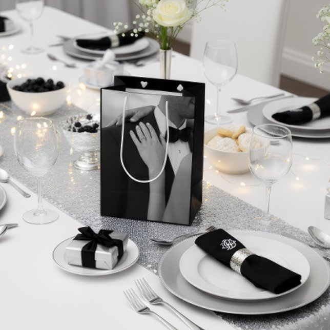 Bolsa De Regalo Mediana Luxury Black & White Wedding Gift Bag (Subido por el creador)