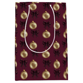 Bolsa De Regalo Mediana Luxury Burgundy & Gold Baubles & Bows