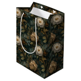 Bolsa De Regalo Mediana Luxury Christmas Winter Green and Cream Floral