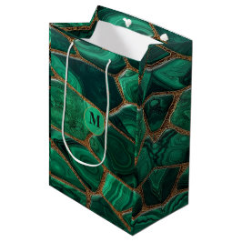 Bolsa De Regalo Mediana Luxury Emerald Malachite Green Marble Abstract