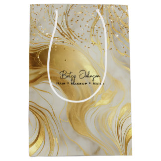 Bolsa De Regalo Mediana Luxury Ivory Marble and Gold Glitter