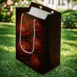Bolsa De Regalo Mediana Luxury Steampunk Roses Romantic Gold Gears