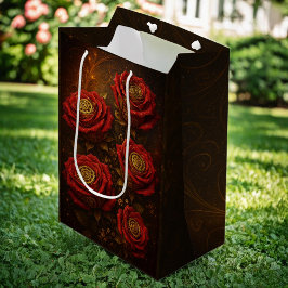 Bolsa De Regalo Mediana Luxury Steampunk Roses Romantic Gold Gears