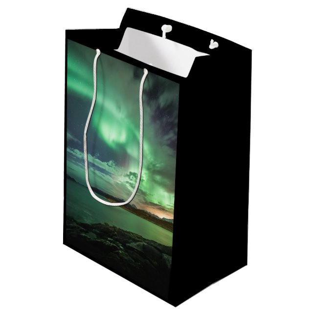 Bolsa De Regalo Mediana Luz del Norte Noruega (Angulo reverso)