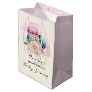Bolsa De Regalo Mediana Macarons Coloridos y Flores Agradecimiento en Acua