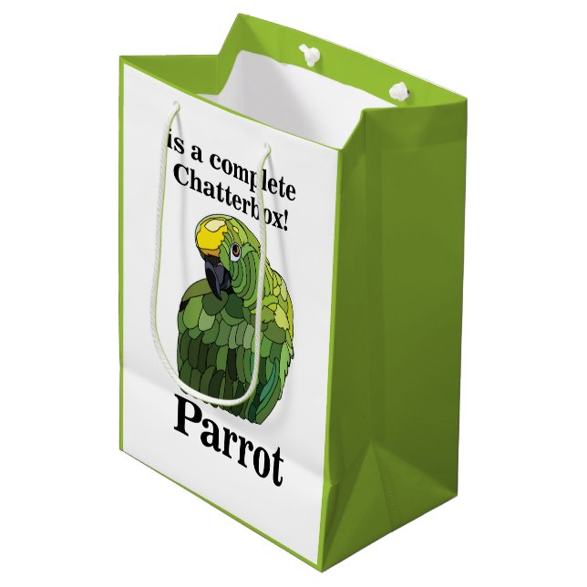 Bolsa De Regalo Mediana Macaw Parrot Bird Chatterbox Funny Birny (Angulo Anverso)