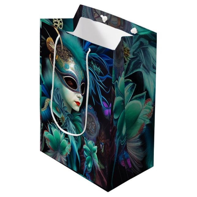 Bolsa De Regalo Mediana Madame Masquerade Verde azulada (Angulo Anverso)