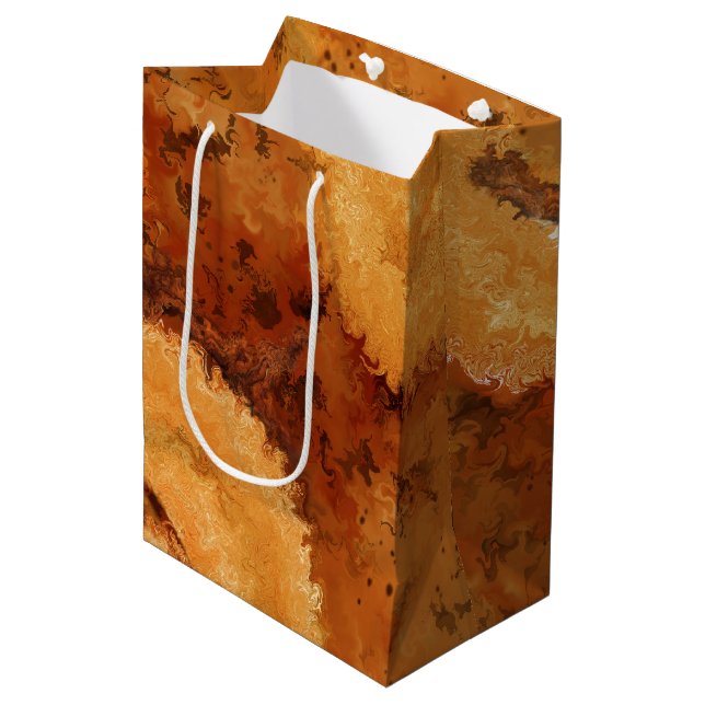 Bolsa De Regalo Mediana Madera elegante con falso burdo  (Angulo Anverso)