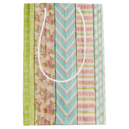 Bolsa De Regalo Mediana Madera Rusa Shabby Cottage Floral Fiesta de té ros