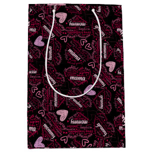 Bolsa De Regalo Mediana Madre de los corazones 01.Pink Black BG