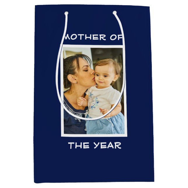 Bolsa De Regalo Mediana Madre Del Año Personalizado Personalizada Foto Mam (Anverso)