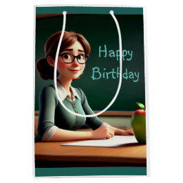 Bolsa De Regalo Mediana Maestra Con Manzana