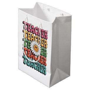 Bolsa De Regalo Mediana Maestro Groovy Flor de Margarita Retro Vuelta al C