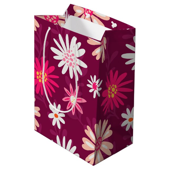 Bolsa De Regalo Mediana Magenta Daisy Design (Angulo reverso)