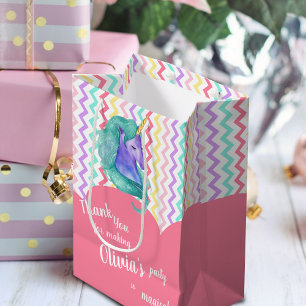 Bolsa De Regalo Mediana Magical Unicornio Chevron Pastel Kids Birthday Fav