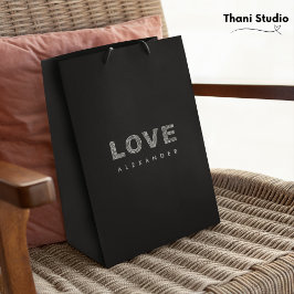 Bolsa De Regalo Mediana Magnífica tipografía moderna de color negro simple