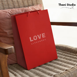 Bolsa De Regalo Mediana Magnífica tipografía moderna de color rojo simple 
