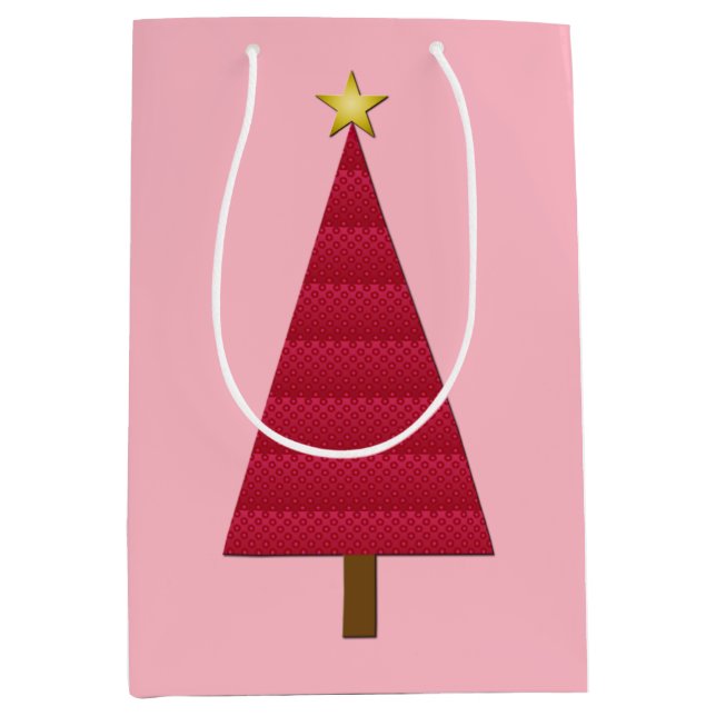 Bolsa De Regalo Mediana Maldito rojo profundo árbol de Navidad moderno (Anverso)