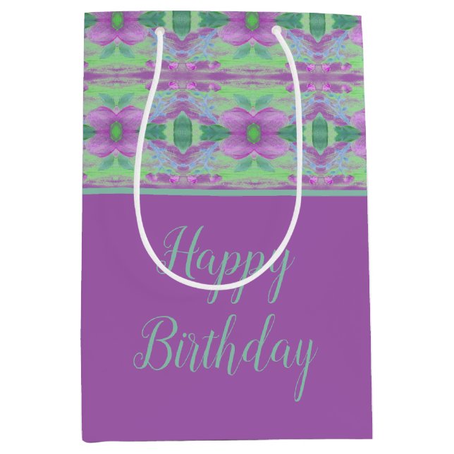 Bolsa De Regalo Mediana Malva Y Turquesa (Anverso)