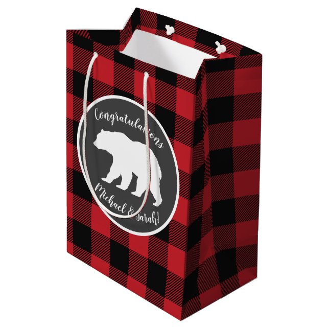 Bolsa De Regalo Mediana Mama Bear Baby Shower Woodland Lodge (Angulo reverso)