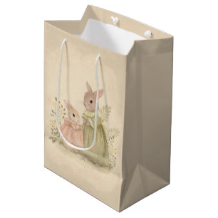Bolsa De Regalo Mediana Mamá conejo conejo conejo conejo y bebé