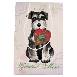 Bolsa De Regalo Mediana Mamá del corazón del Schnauzer miniatura
