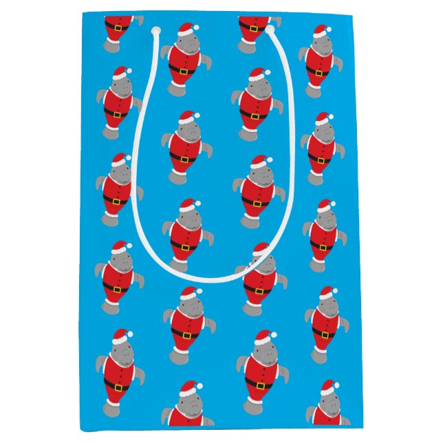 Bolsa De Regalo Mediana Manatee Santa Outfit Animal Novedad Navidades (Anverso)