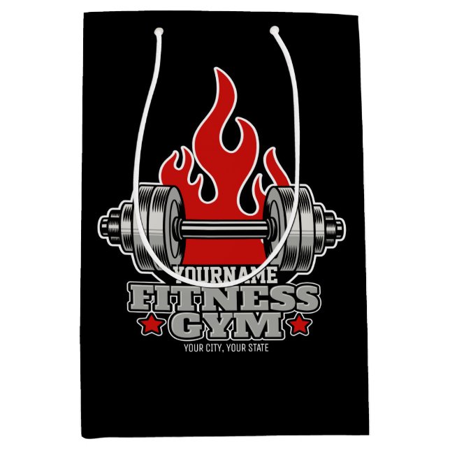 Bolsa De Regalo Mediana Mancuernas de levantamiento de pesas personalizada (Anverso)