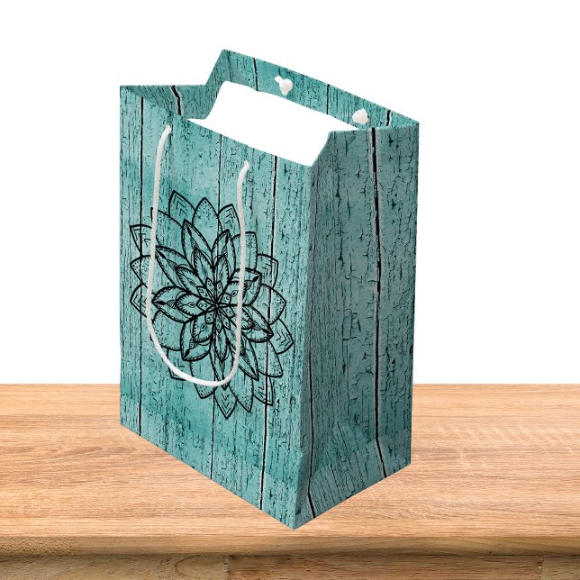 Bolsa De Regalo Mediana Mandala en madera de edad azul (Subido por el creador)