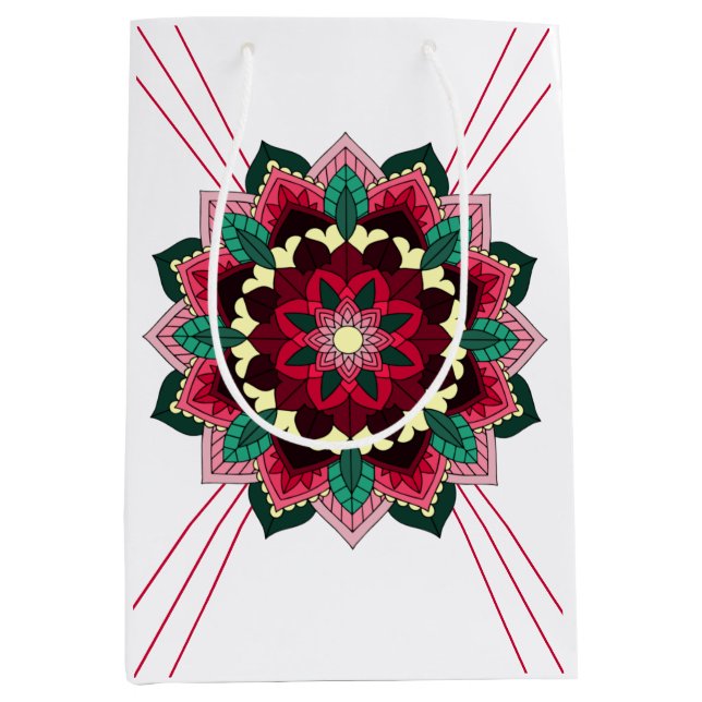 Bolsa De Regalo Mediana Mandala Pattern 02 in deep pink Medium Gift Bag (Anverso)