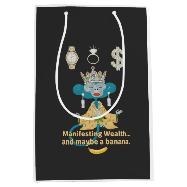 Bolsa De Regalo Mediana Manifesting Wealth Monkey zen art  (Anverso)