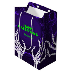Bolsa De Regalo Mediana Manos de esqueleto morado
