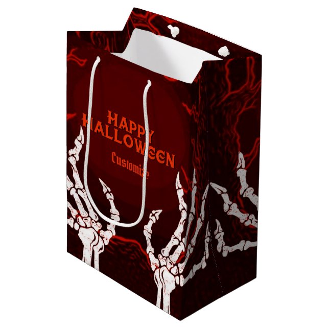 Bolsa De Regalo Mediana Manos del naranja Skeleton (Angulo Anverso)