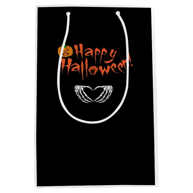 Bolsa De Regalo Mediana Manos Skeleton espumosas. Feliz Halloween. (Anverso)