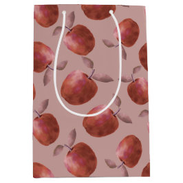 Bolsa De Regalo Mediana Manzanas de invierno tonos rojos apagados