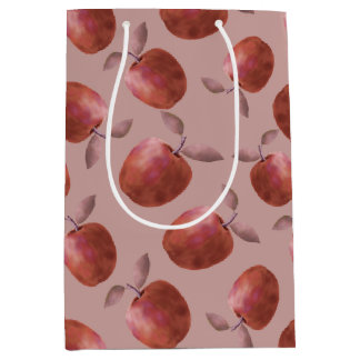 Bolsa De Regalo Mediana Manzanas de invierno tonos rojos apagados