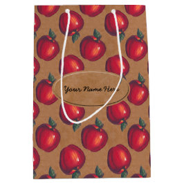 Bolsa De Regalo Mediana Manzanas rojas en el papel de Brown