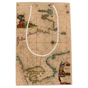 Bolsa De Regalo Mediana Mapa antiguo antiguo inspirado (1)