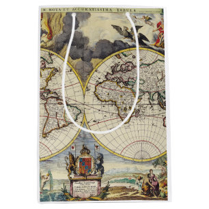 Bolsa De Regalo Mediana Mapa antiguo inspirado (4)